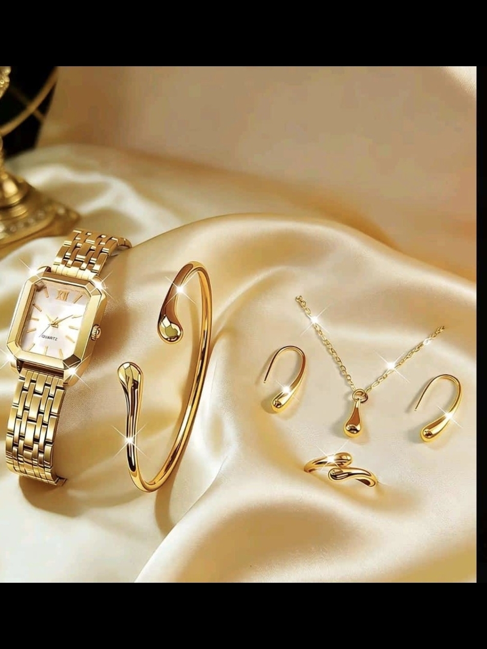 Women's Gold-Tone Watch and Matching Jewelry Set